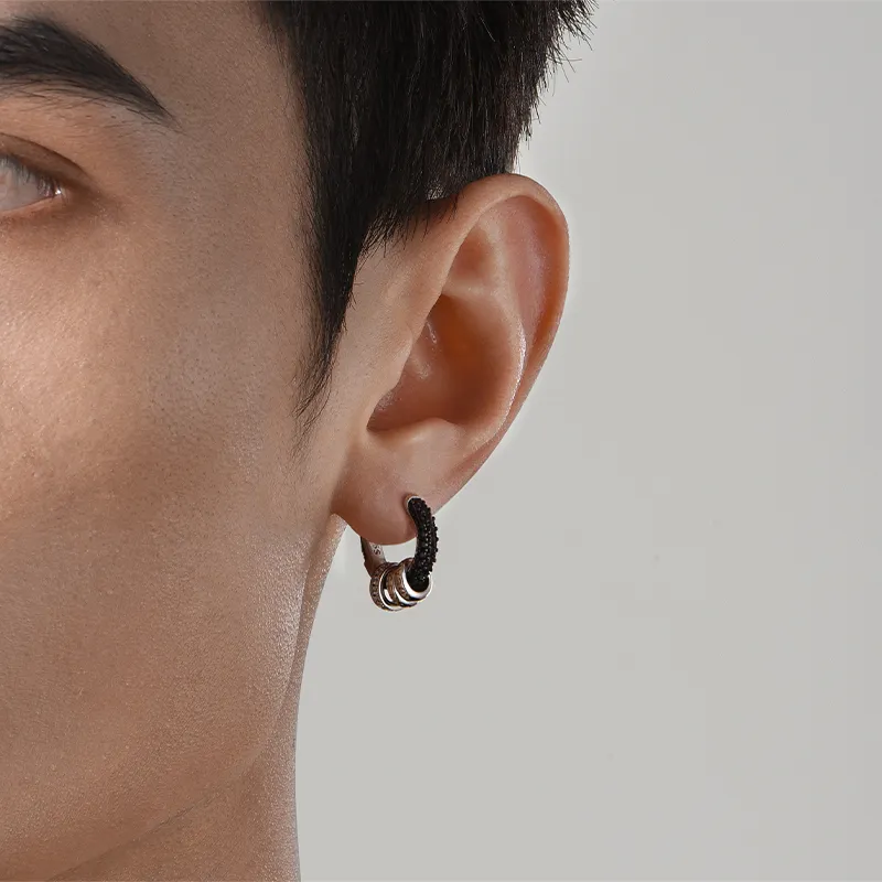 IDEAGEMER 925 Sterling Silver Earrings Men's-2