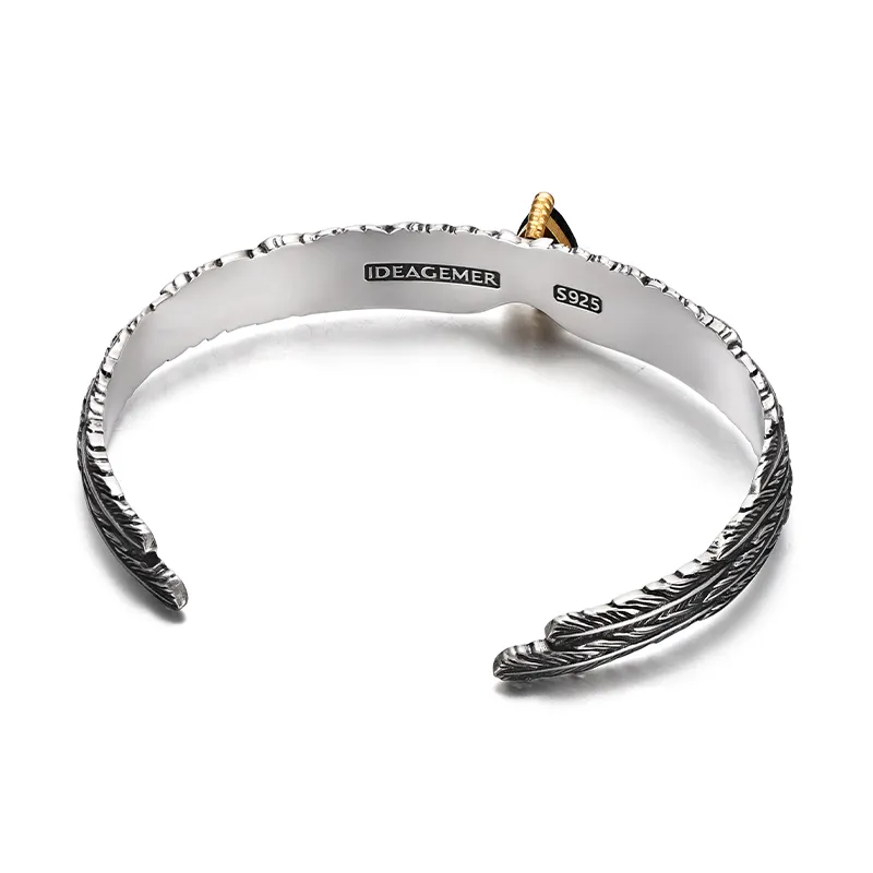 IDEAGEMER 925 Sterling Silver Bangles Men's-3
