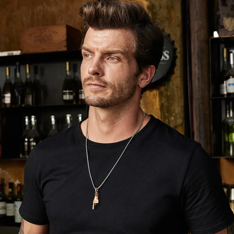 IDEAGEMER Brass Necklaces Men's-2