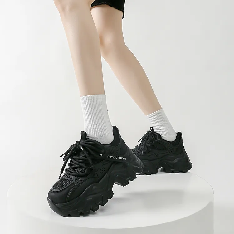 WOOS BOBO Breathable Lightweight Height Increasing Low Top Chunky Sneakers Women's-14