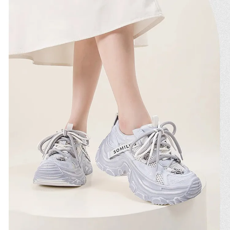 WOOS BOBO Breathable Lightweight Height Increasing Low Top Chunky Sneakers Women's-8