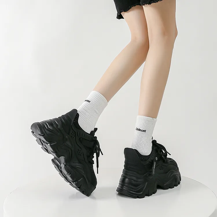 WOOS BOBO Breathable Lightweight Height Increasing Low Top Chunky Sneakers Women's-15