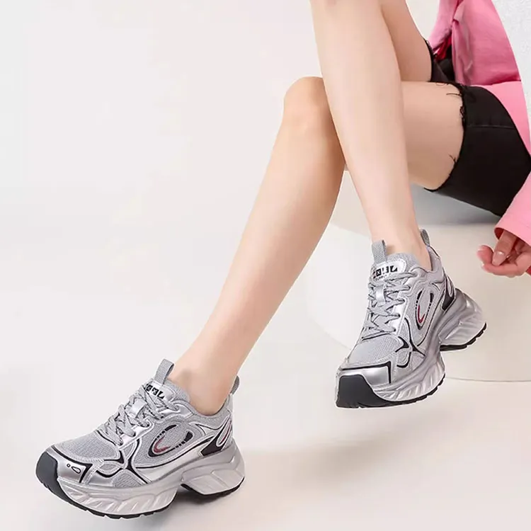 WOOS BOBO Cushioning Lightweight Height Increasing Low Top Chunky Sneakers Women's-4