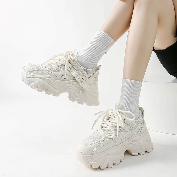 WOOS BOBO Breathable Lightweight Height Increasing Low Top Chunky Sneakers Women's-6