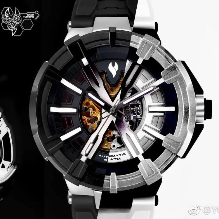 YOUNG STERNA Automatic Mechanical Movement Silicone Strap Watch Unisex Black Dial-11
