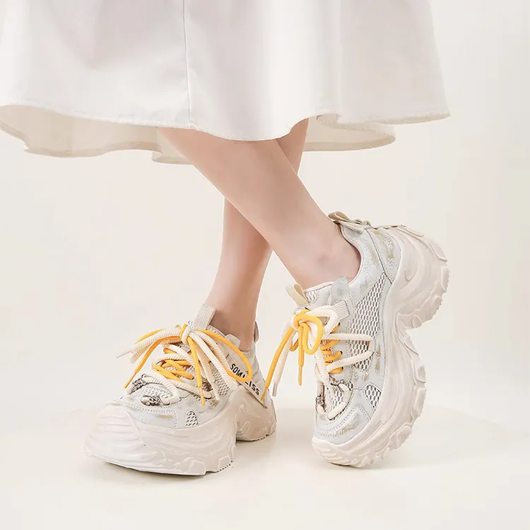 WOOS BOBO Breathable Lightweight Height Increasing Low Top Chunky Sneakers Women's-4