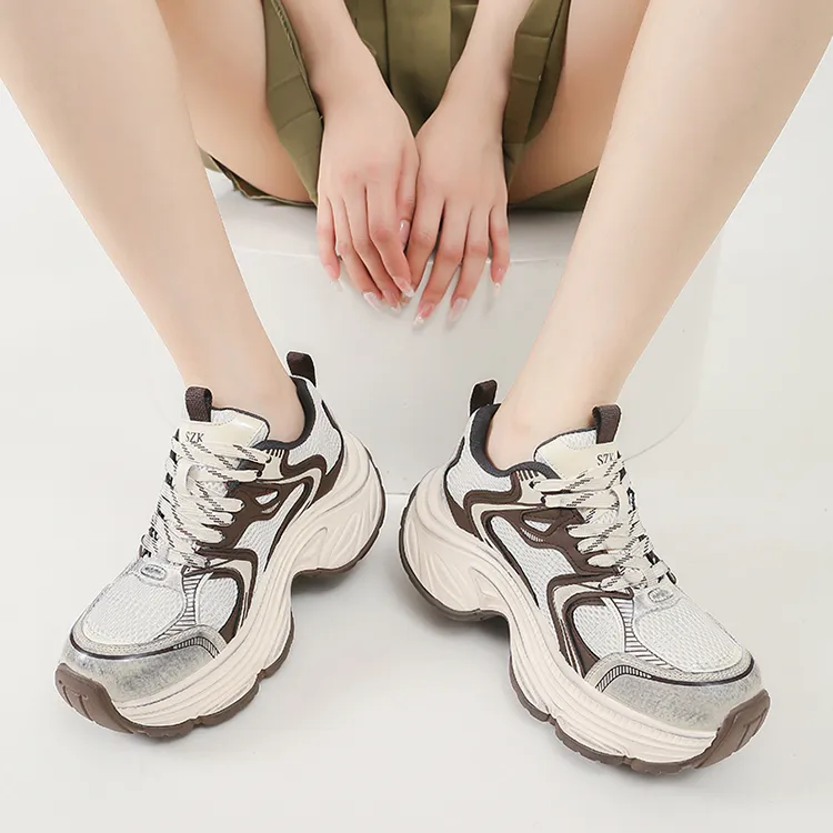 WOOS BOBO Abrasion Resistant Coverage Height Increase Low Top Chunky Sneakers Women's-4