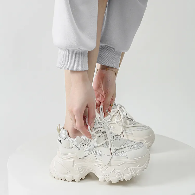 WOOS BOBO Breathable Lightweight Height Increasing Low Top Chunky Sneakers Women's-4