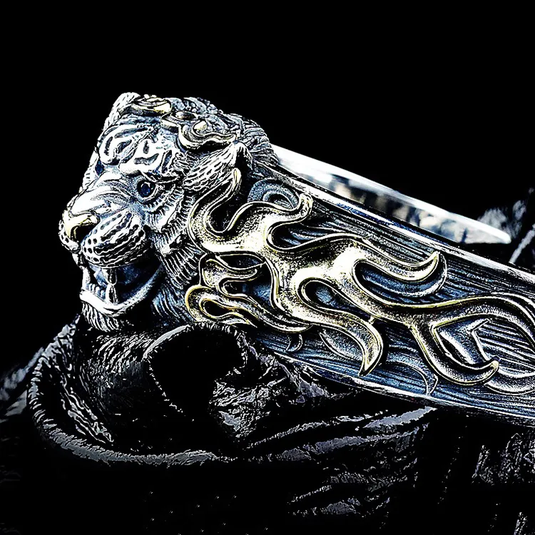 IDEE CREATIVE IDEA FOR YOU 925 Sterling Silver Copper Bangles Men's-2