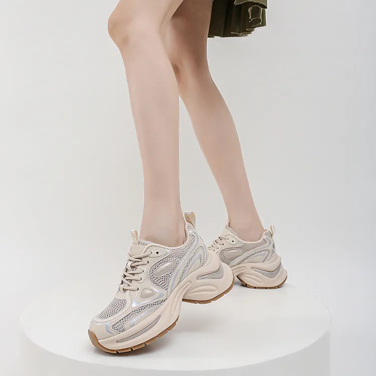 WOOS BOBO Abrasion Resistant, Breathable, Lightweight, Height Increasing Low Top Chunky Sneakers Women's-7