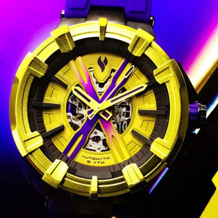 YOUNG STERNA Automatic Mechanical Movement Silicone Strap Watch Unisex Black Dial-6