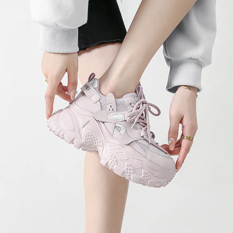 WOOS BOBO Breathable Lightweight Height Increasing Low Top Chunky Sneakers Women's-10