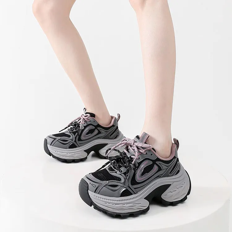 WOOS BOBO Breathable, Supportive, Lightweight, Height Increasing, Thermal Chunky Sneakers Women's-3