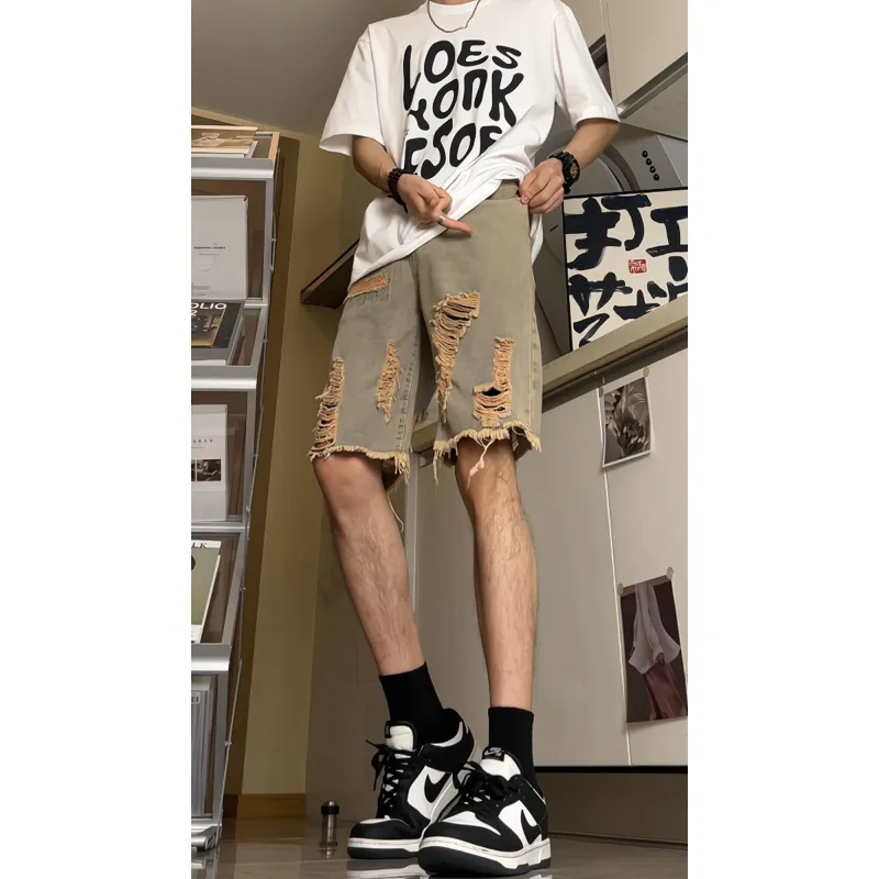 FA2LO Denim Shorts Unisex Yellow Mud-2