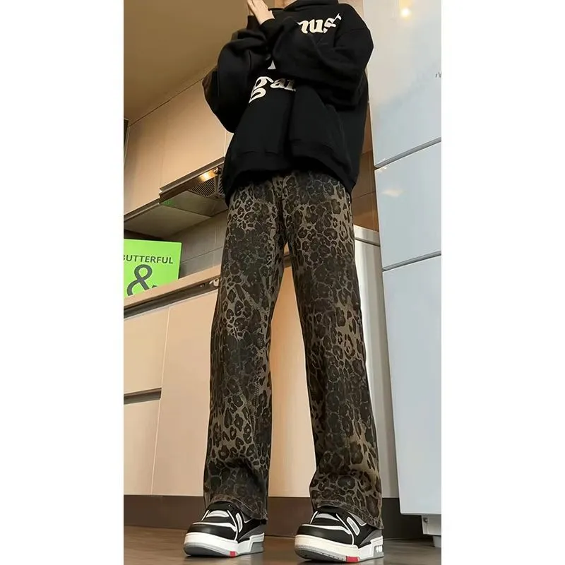 FA2LO Jeans Unisex Black Leopard Print-1