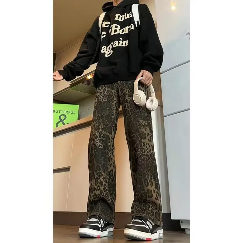FA2LO Jeans Unisex Black Leopard Print-4
