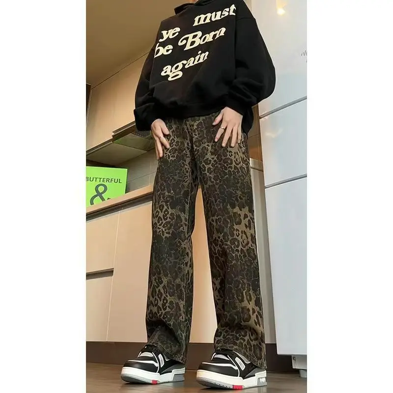 FA2LO Jeans Unisex Black Leopard Print-3