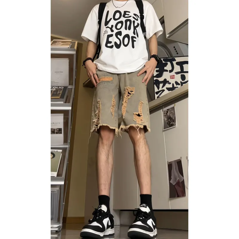 FA2LO Denim Shorts Unisex Yellow Mud-3