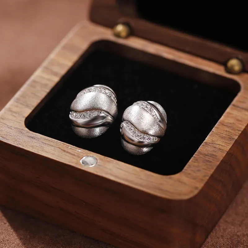 TIANTI Synthetic Cubic Zirconia S925 Silver Stud Earrings Women's-1