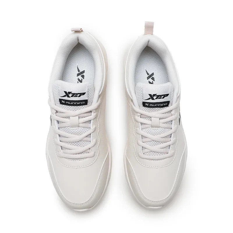 XTEP Wear Resistant Water Resistant And Warm Low Top Casual Running Shoes Women's White Sand Gray-3