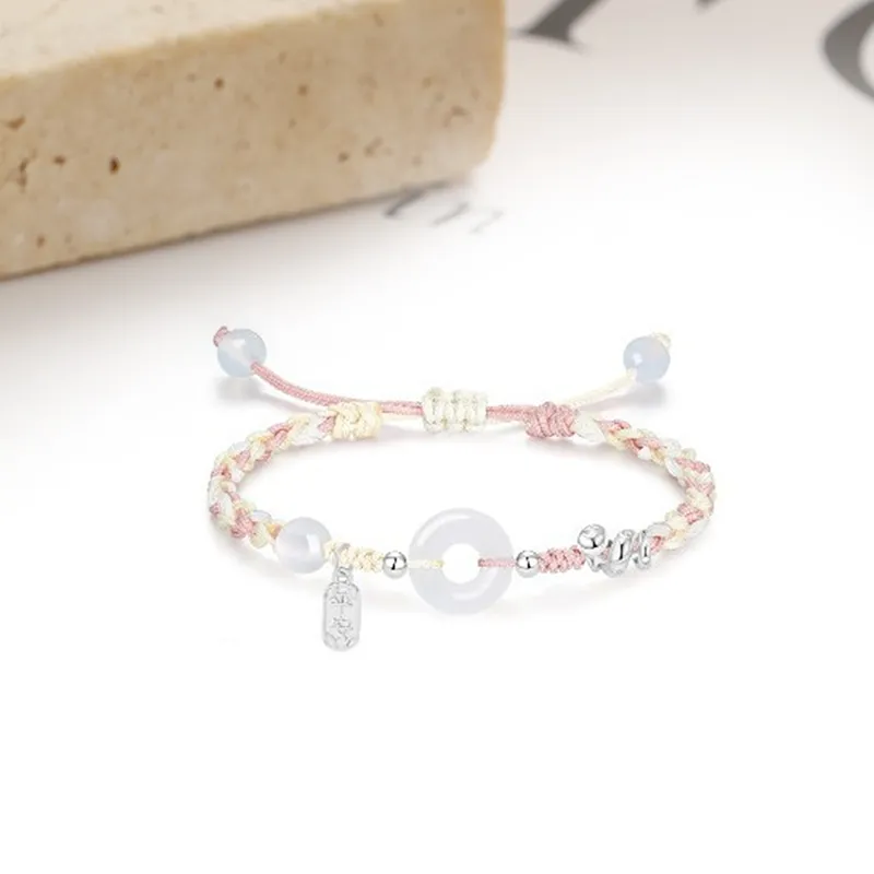 HOLLY RYAN Vintage Elegance Chinese Style New Chinese Style Peace Buckle Woven Rope Bracelet Unisex-3