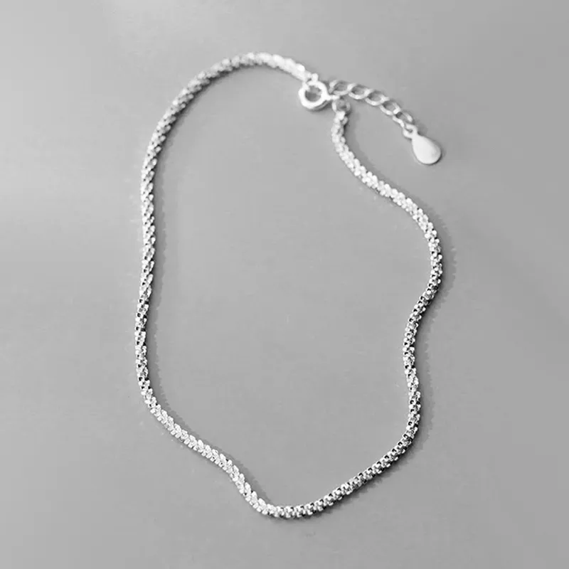 HOLLY RYAN S925 Silver Baby's Breath Plain Circle Anklet Women's-3