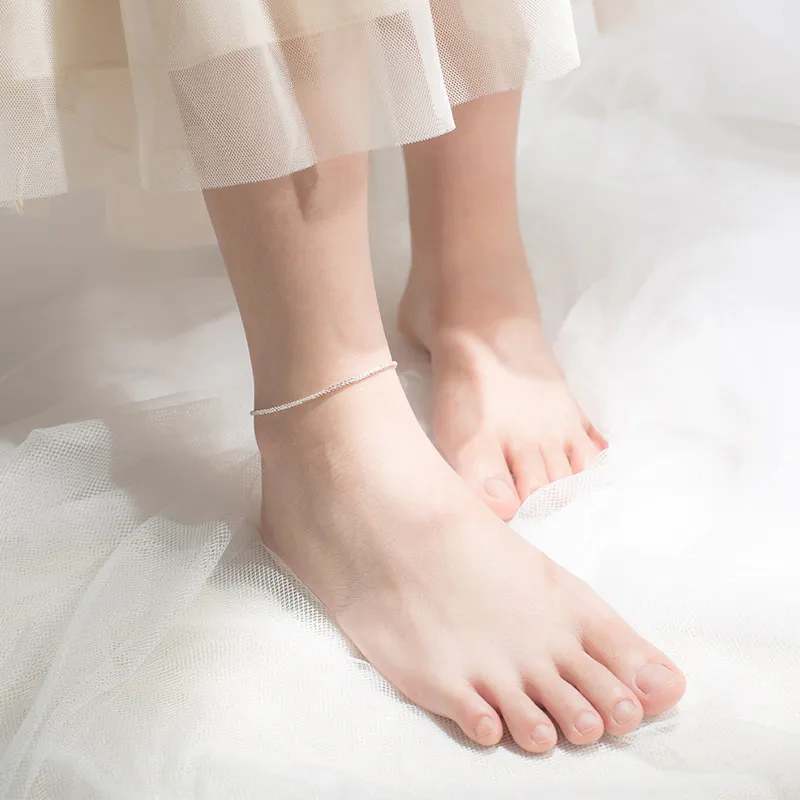 HOLLY RYAN S925 Silver Baby's Breath Plain Circle Anklet Women's-2
