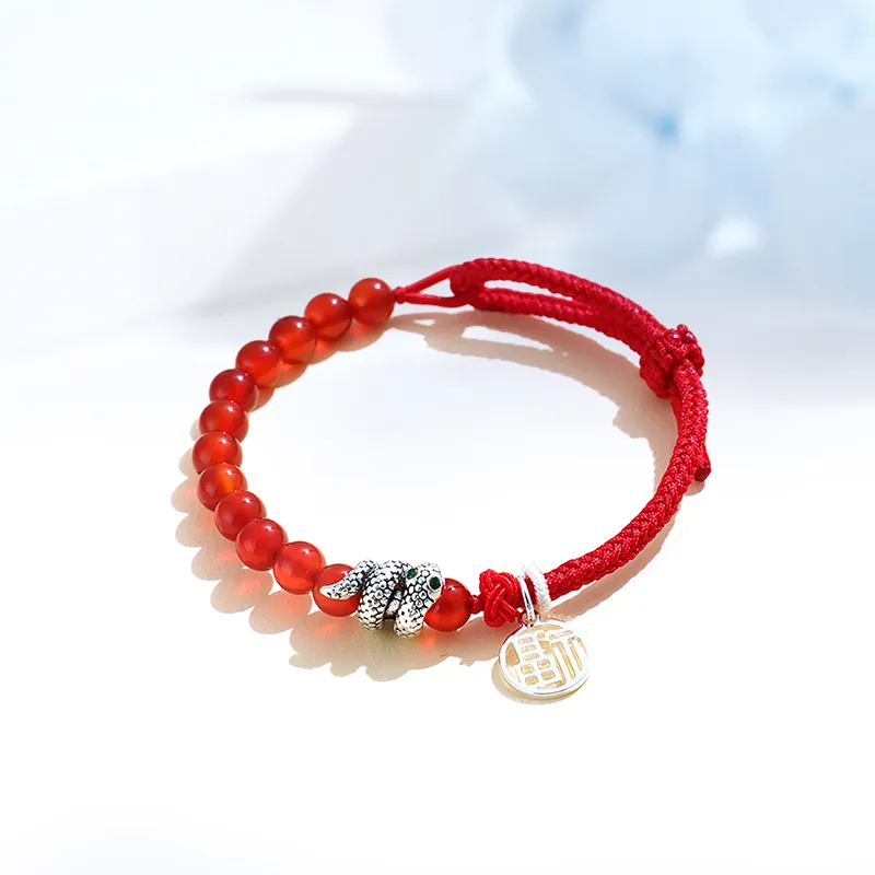 HOLLY RYAN Agate New Chinese Style Zodiac Year Chinese Zodiac Snake Bracelet Elegance Versatile Unisex-11