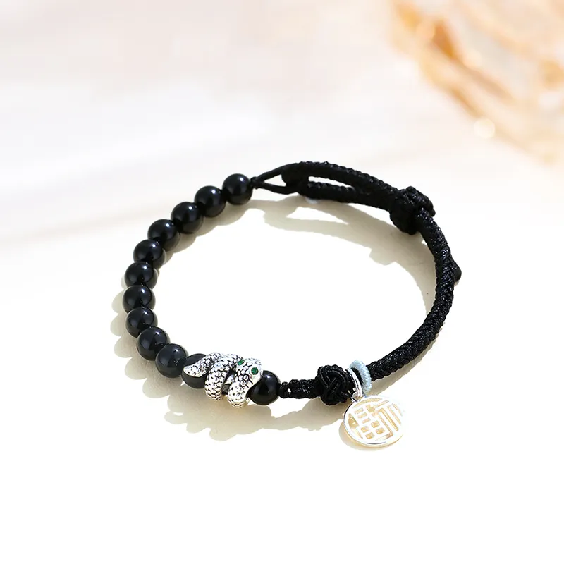 HOLLY RYAN Agate New Chinese Style Zodiac Year Chinese Zodiac Snake Bracelet Elegance Versatile Unisex-7