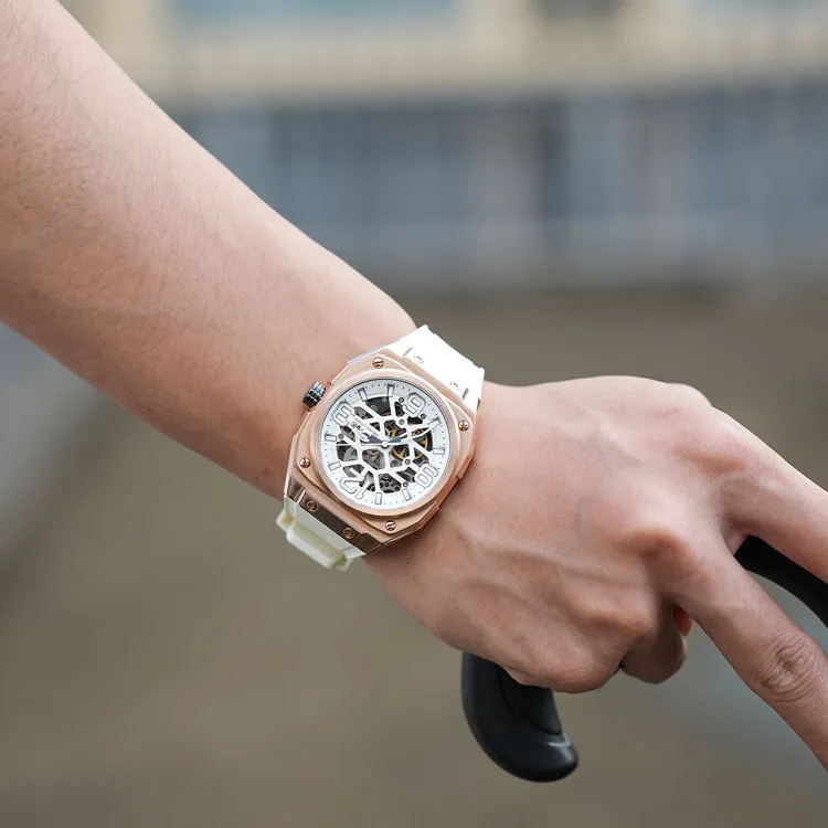 INFANTRY Pioneer Series Mechanical Movement Watch Unisex White Dial-3