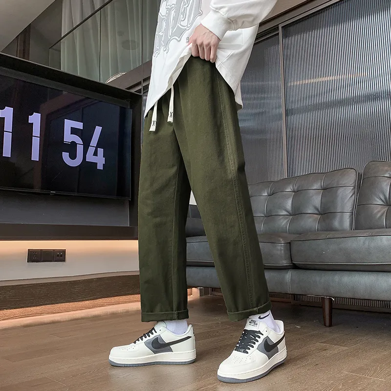 RENBEN Casual Pants Unisex Army Green-7