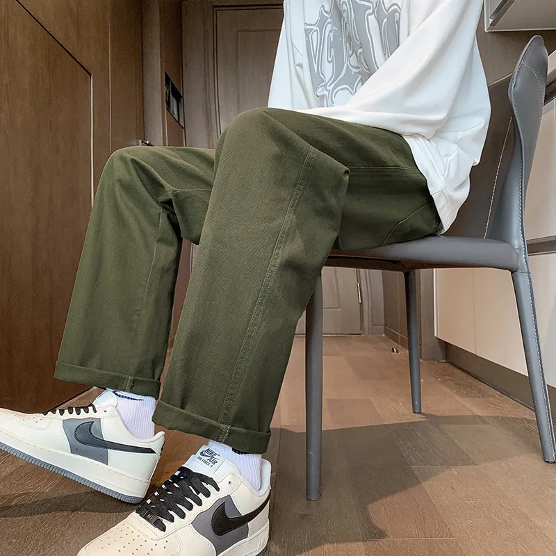 RENBEN Casual Pants Unisex Army Green-4