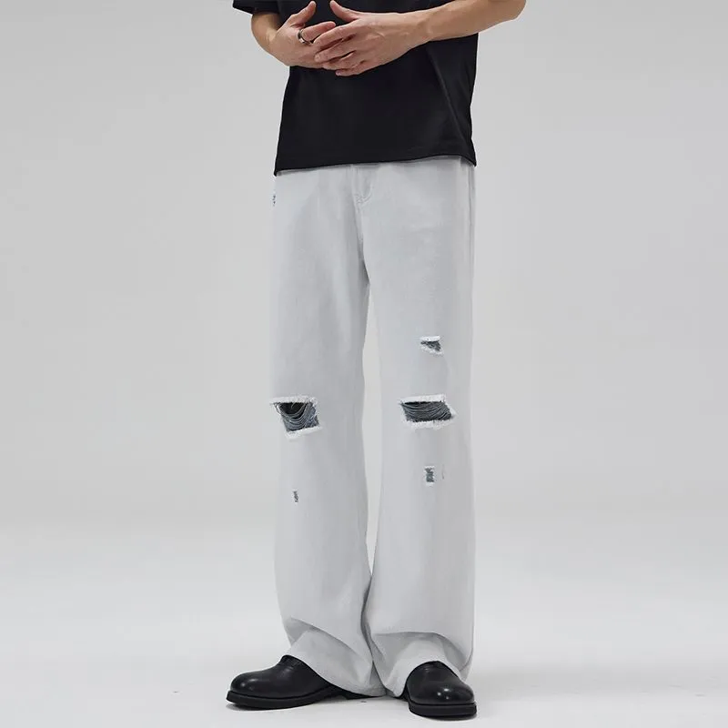 RENBEN Jeans Unisex Blue Yarn White-3
