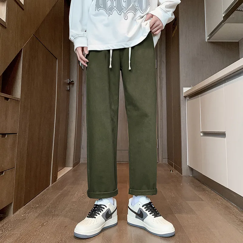 RENBEN Casual Pants Unisex Army Green-3