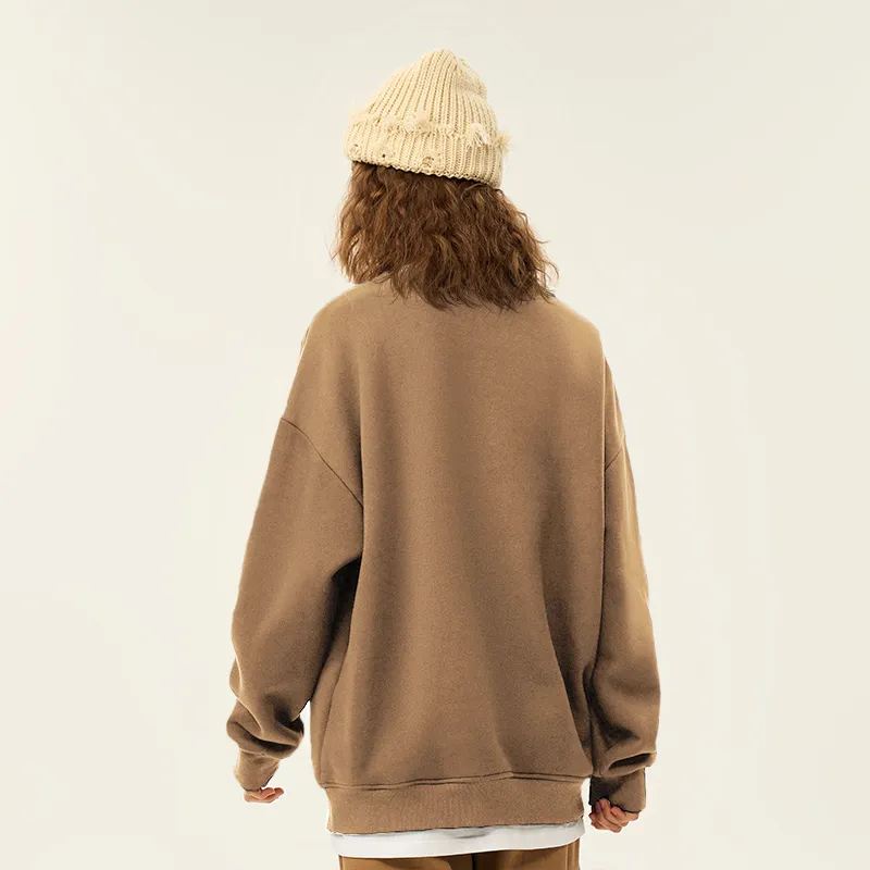 RENBEN Drop Shoulder Sleeve Long Sleeved Pullover Crew Neck Sweatshirt Unisex-5