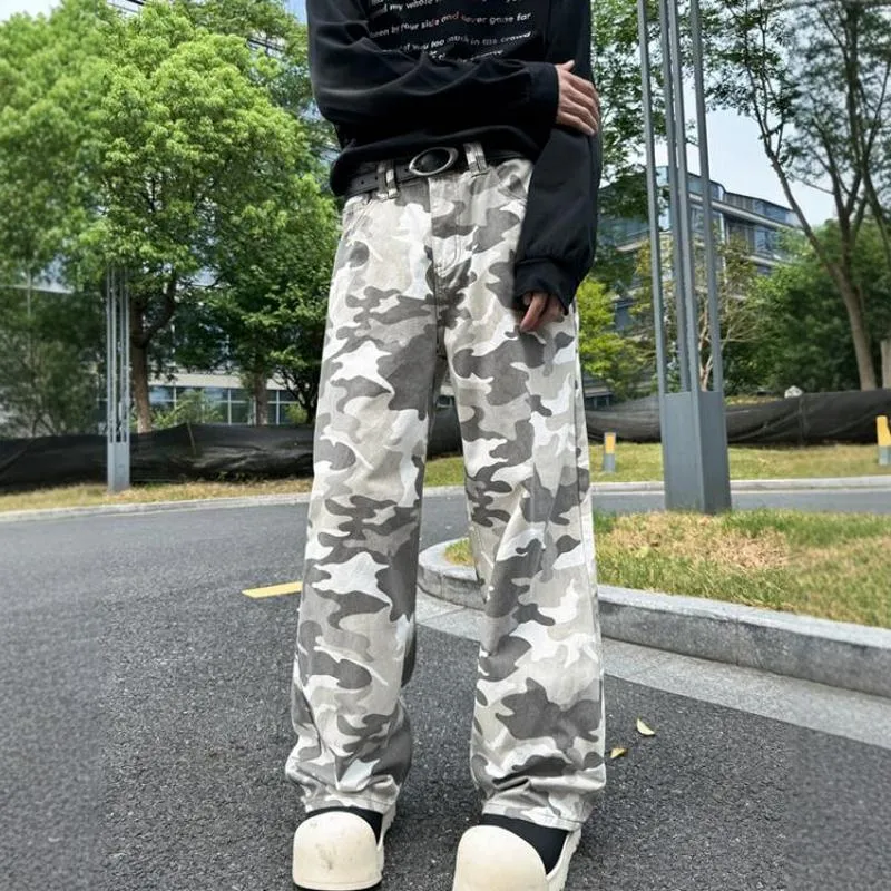 PAINT STAIN Jeans Unisex Gray Camouflage-1