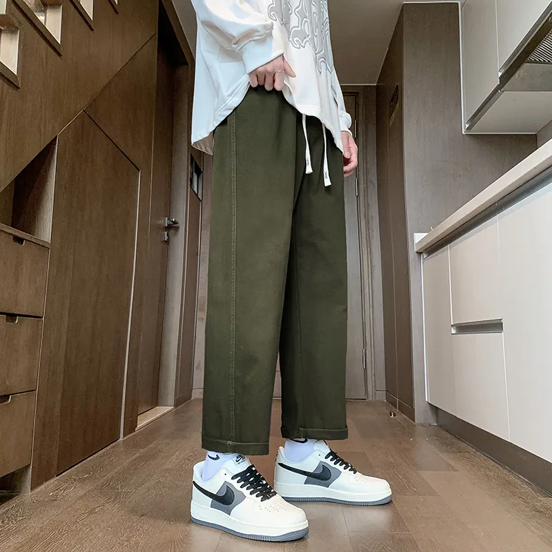 RENBEN Casual Pants Unisex Army Green-8
