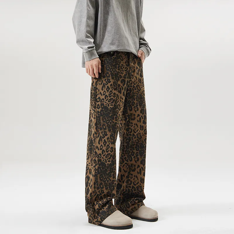 RENBEN Jeans Unisex Leopard Print-2