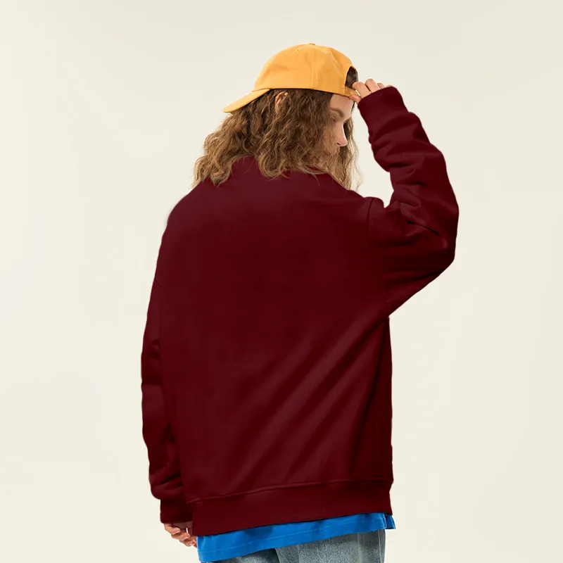 RENBEN Drop Shoulder Sleeve Long Sleeved Pullover Crew Neck Sweatshirt Unisex-3