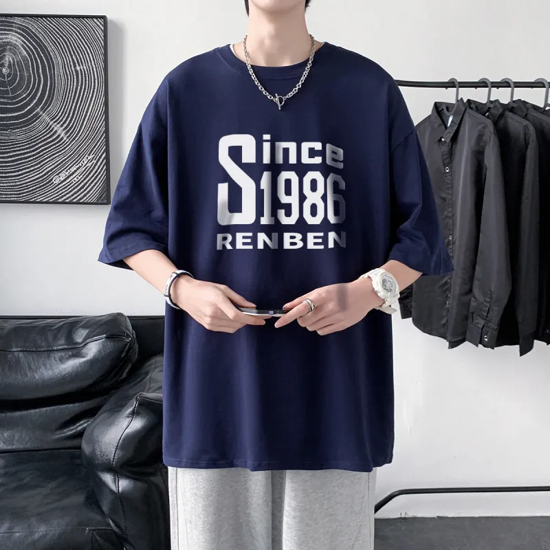 RENBEN Drop Shoulder Sleeve T Shirt Men's-3