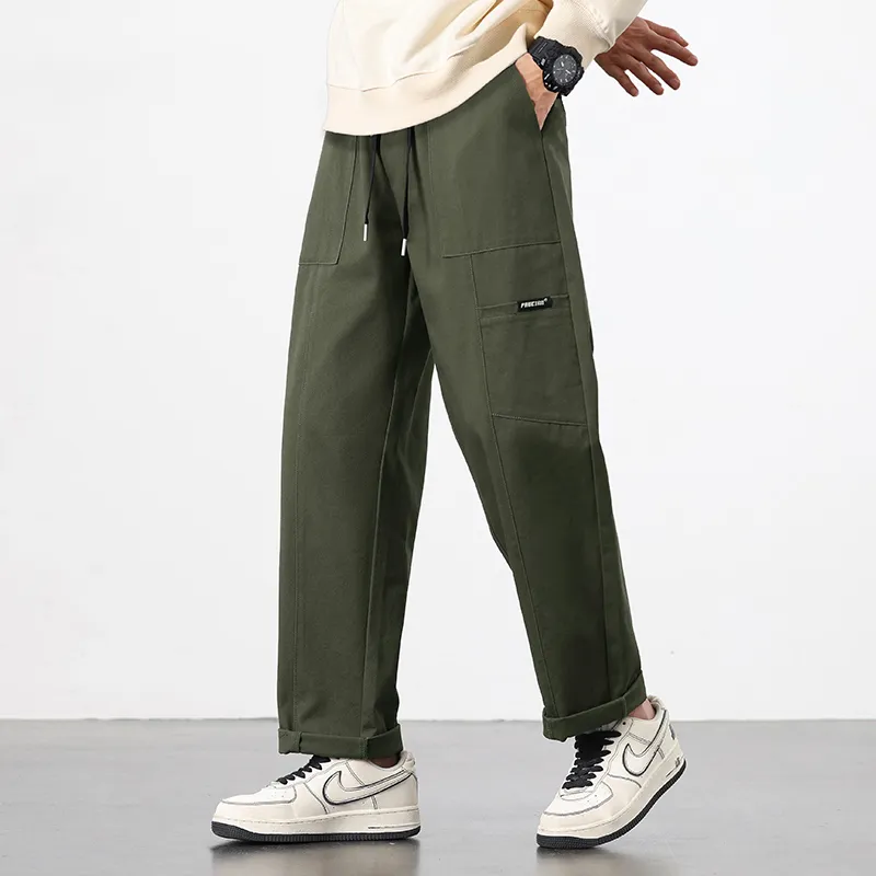 RENBEN Casual Pants Unisex Army Green-7