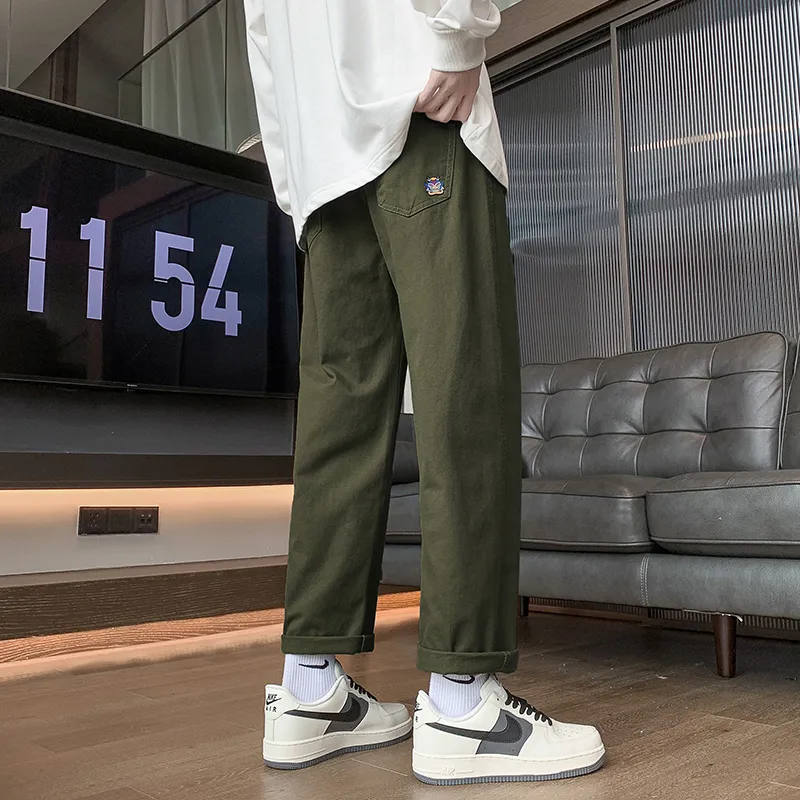 RENBEN Casual Pants Unisex Army Green-6