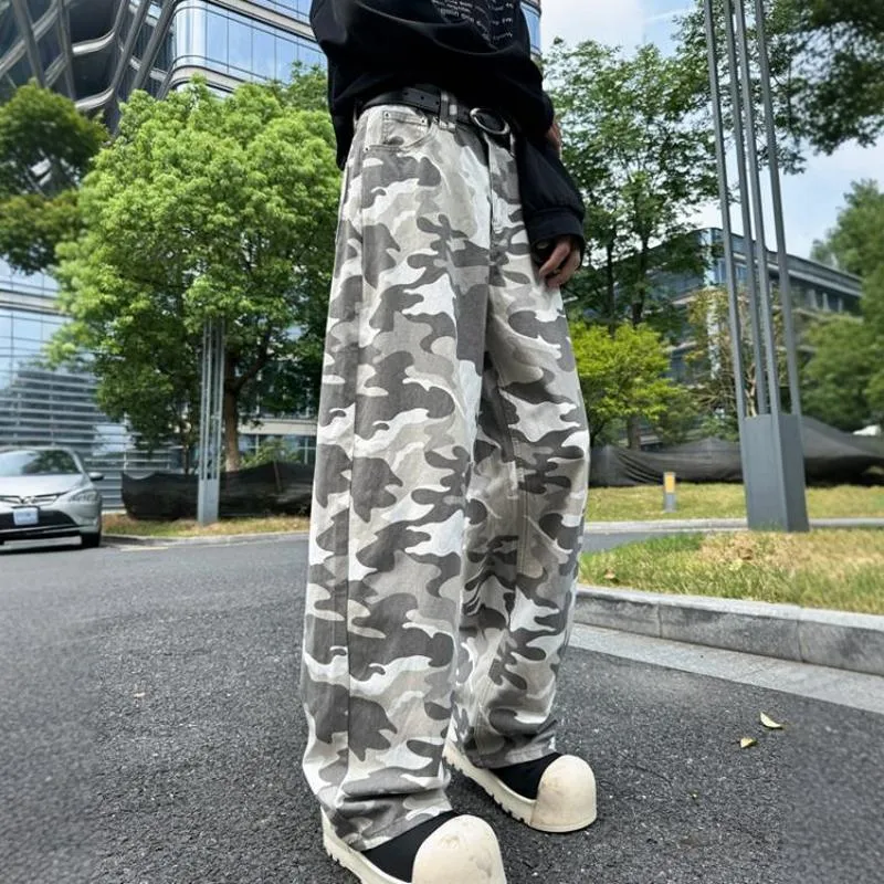 PAINT STAIN Jeans Unisex Gray Camouflage-6