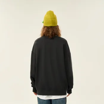 RENBEN Drop Shoulder Sleeve Long Sleeved Pullover Crew Neck Sweatshirt Unisex