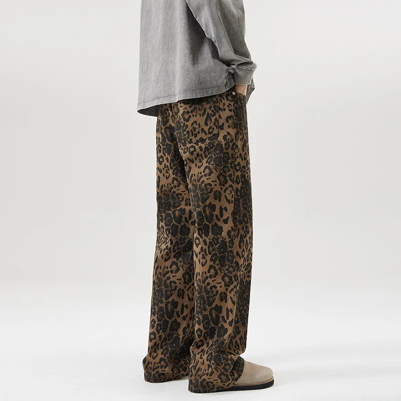 RENBEN Jeans Unisex Leopard Print-11