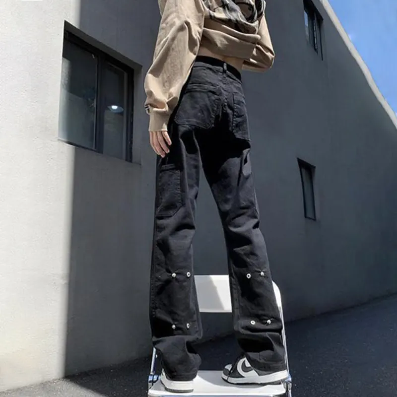 RENBEN Summer Luxury Streetwear Black Jeans Unisex-4