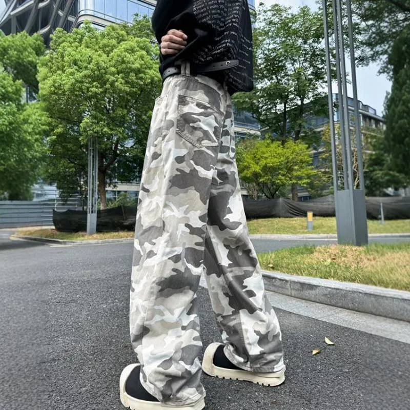 PAINT STAIN Jeans Unisex Gray Camouflage-2