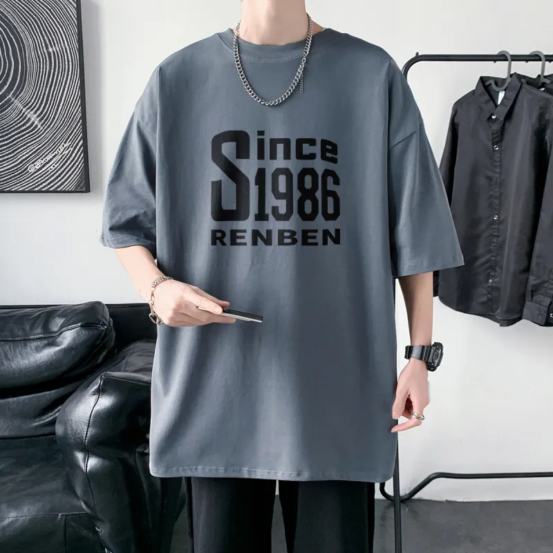 RENBEN Drop Shoulder Sleeve T Shirt Men's-7