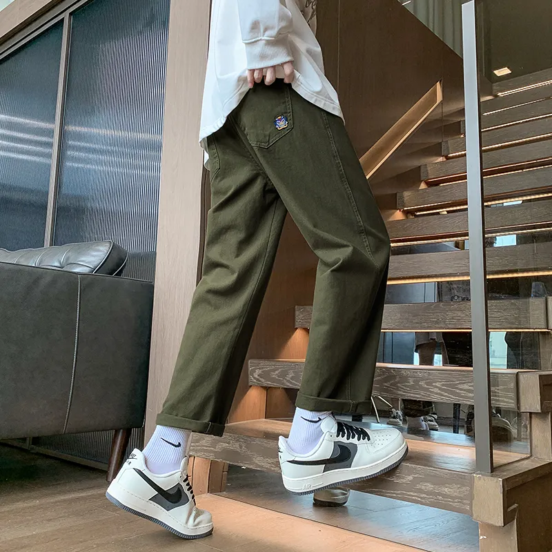 RENBEN Casual Pants Unisex Army Green-5