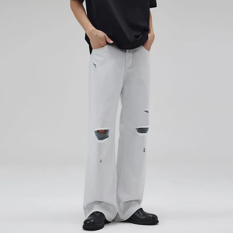 RENBEN Jeans Unisex Blue Yarn White-4